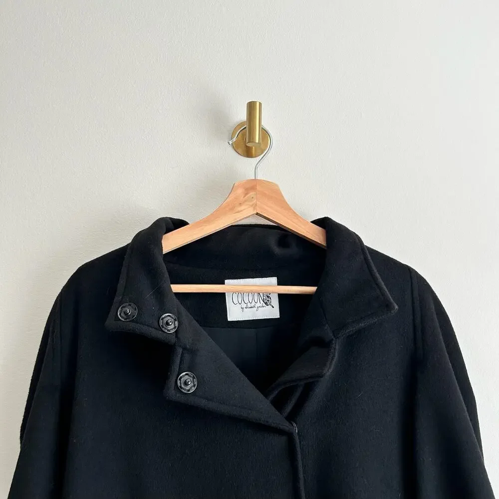 Cocoon By Elizabeth Geisler High Street Swing Cape Coat Black 12 - Picture 3 of 7